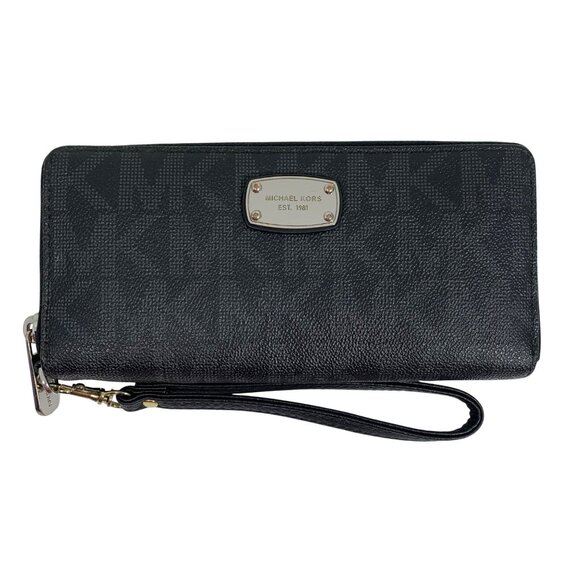 Michael Kors MK Signature Jet Set Travel Continental Zip Around Wallet Wristlet - Picture 1 of 11